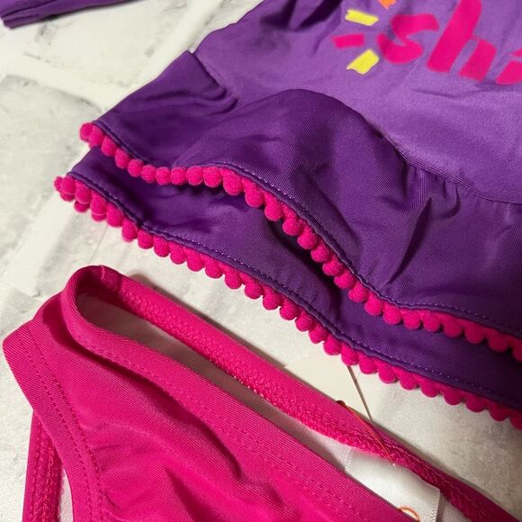 CAT & JACK Swimwear Little Girls Kids 9M Purple Rash Guard Sun Shining 2-Pc. Set - Picture 5 of 16